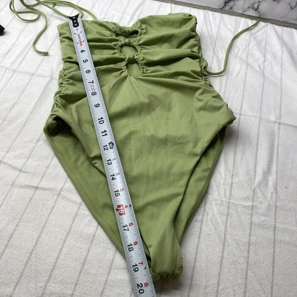 Tularosa Green Ruched One-Piece Swimsuit, Luella One Piece in Green Moss size Xs - Picture 9 of 11